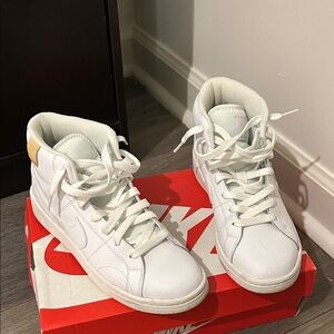 Nike White and Tan High-Top Sneakers
